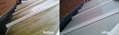 Conservatory roof cleaning - before and after